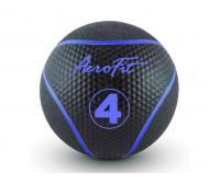 Набивной мяч 4 кг, черный/голубые полоски Aerofit AFMB4