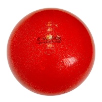 Мяч для художественной гимнастики однотонный, d=19 см (красный с блестками)
