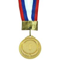 Медаль наградная малая 1-место (римские цифры) (5,3*0,3см. с ленточкой триколор) No.97-1