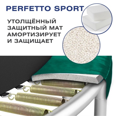 Батут с защитной сеткой "PERFETTO SPORT PREMIUM MOVING 14" диаметр 4,30 м зеленый