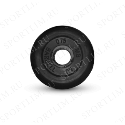 0.75 кг диск (блин) MB Barbell (черный) 31 мм.
