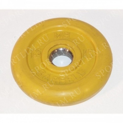 1.25 кг диск (блин) MB Barbell (желтый) 31 мм.